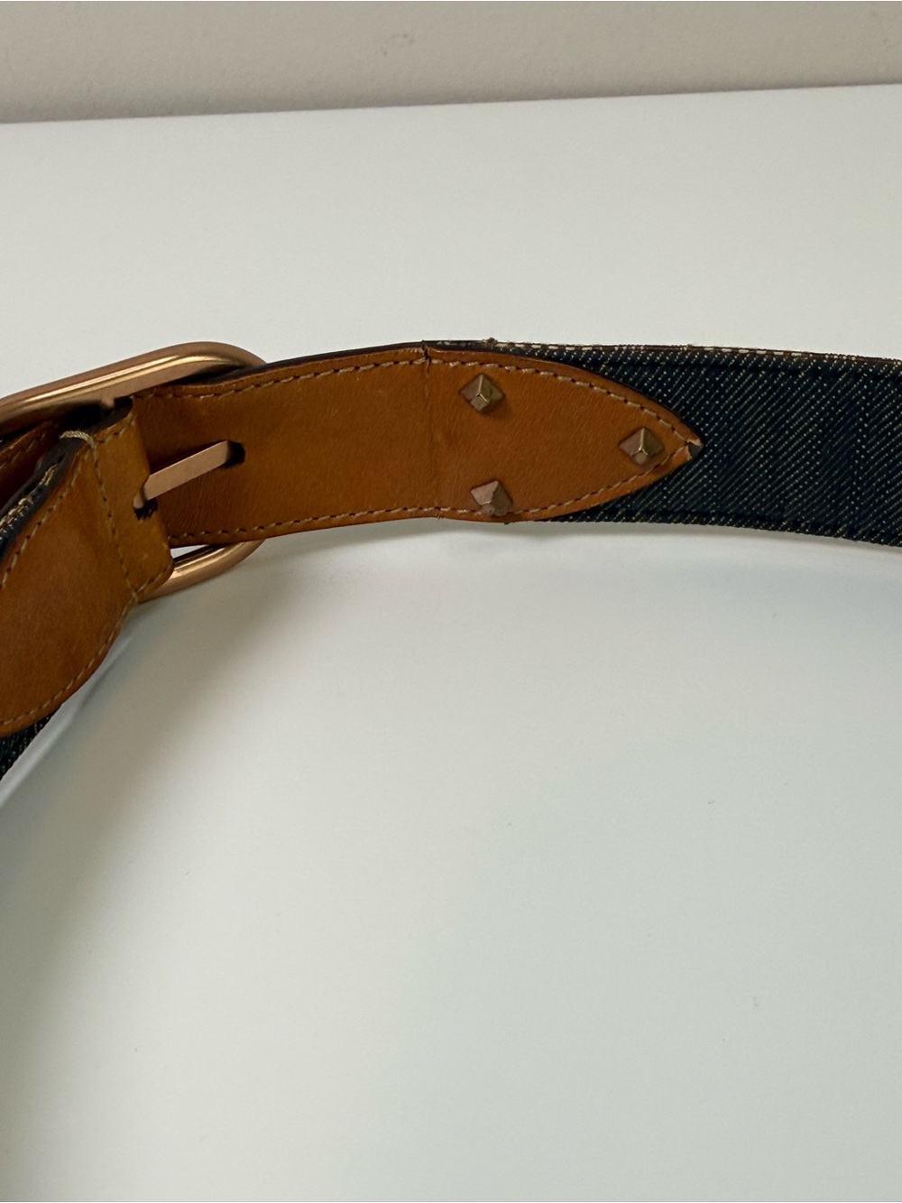 Gucci Vintage GG Monogram Canvas Belt Brown Leather Trim Gold Tone Buckle - Picture 5 of 16